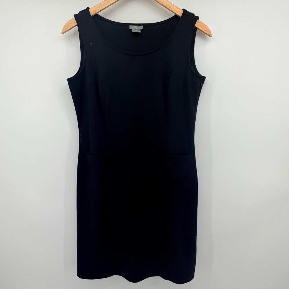 Ann Taylor‎ Sheath Dress Women 4P Black Sleeveless Scoop Neck Pockets